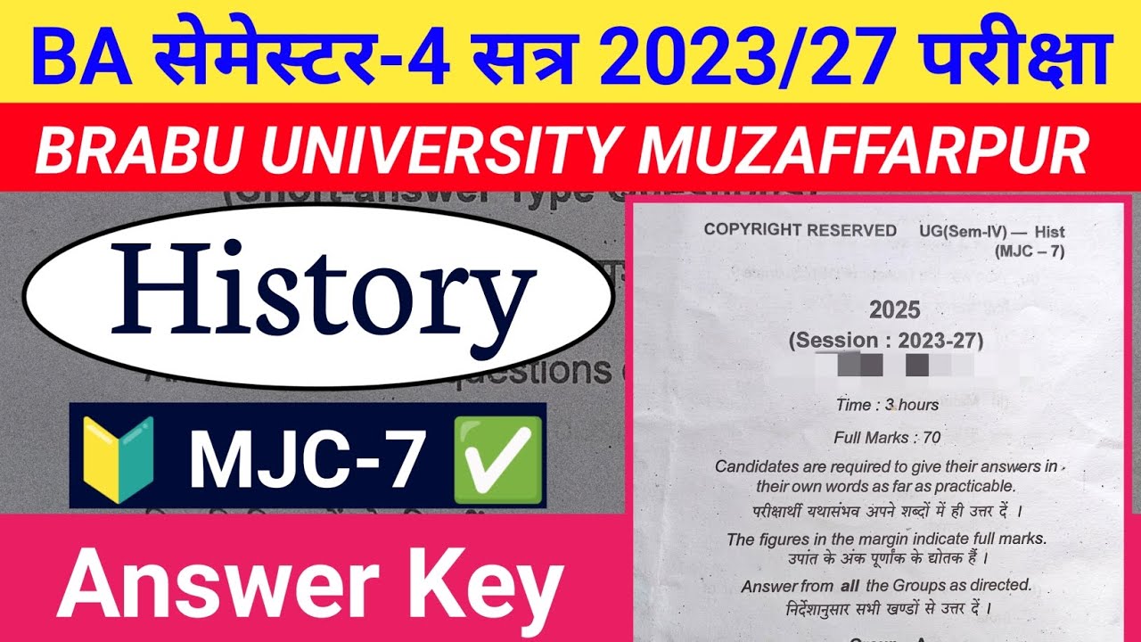 B.A 4th Semester History Mjc 7 Answer key | Ba 4th Semester History Answer key 2025 | Ba History Mjc