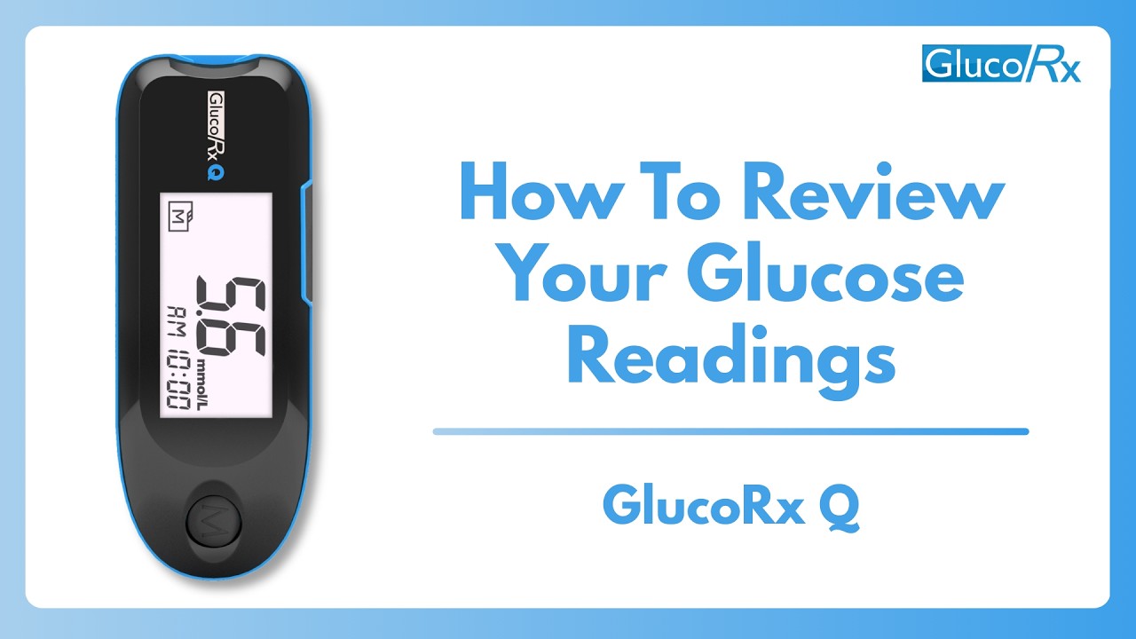 How to review your glucose readings on a GlucoRx Q meter
