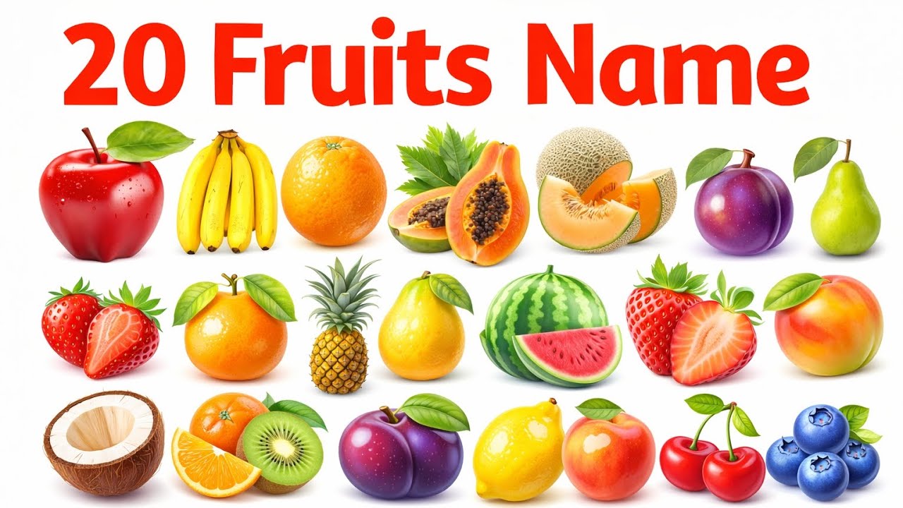 20 Fruits Names for Kids | Learn Fruits in English | Kids Learning Video #fruit 