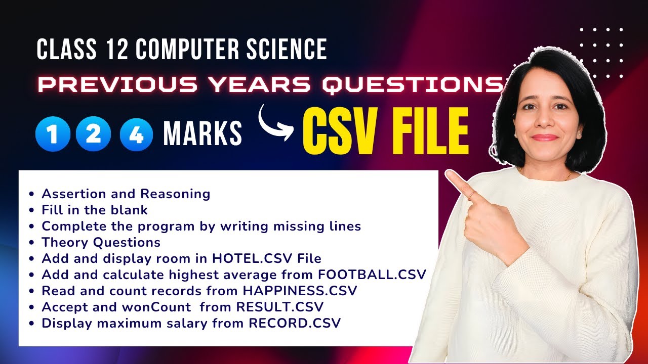 QUESTIONS & PROGRAMS on CSV FILE | Class 12 Computer Science | ENGLISH