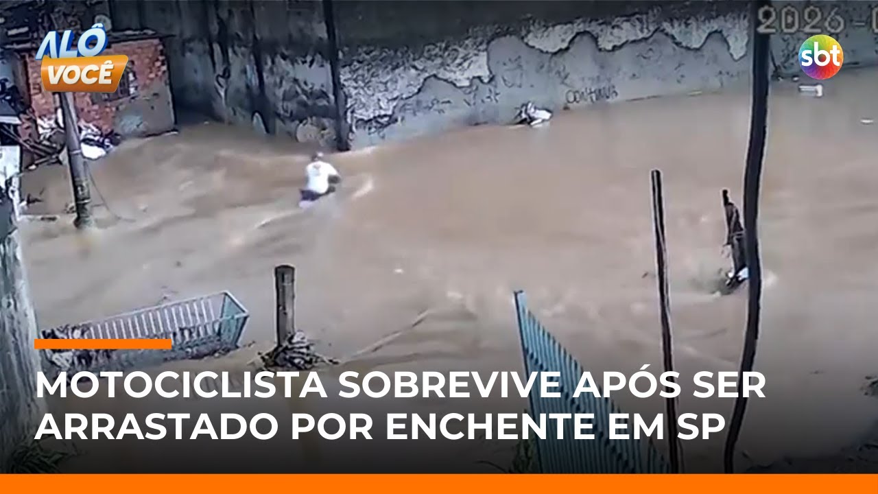 Motociclista é arrastado por enchente, cai em córrego e sobrevive em Guarulhos (SP) | #AloVoce