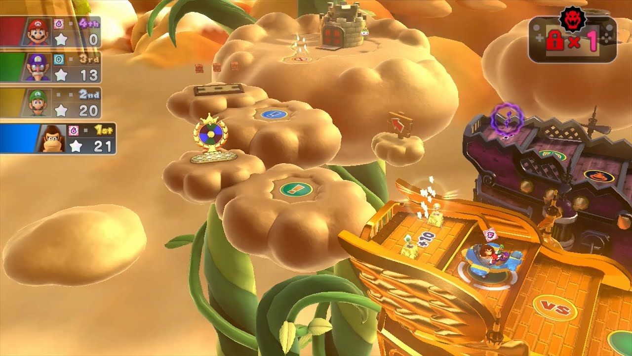 Mario Party 10 Mario Party #334 DK vs Mario vs Waluigi vs Luigi Airship Central Master Difficulty