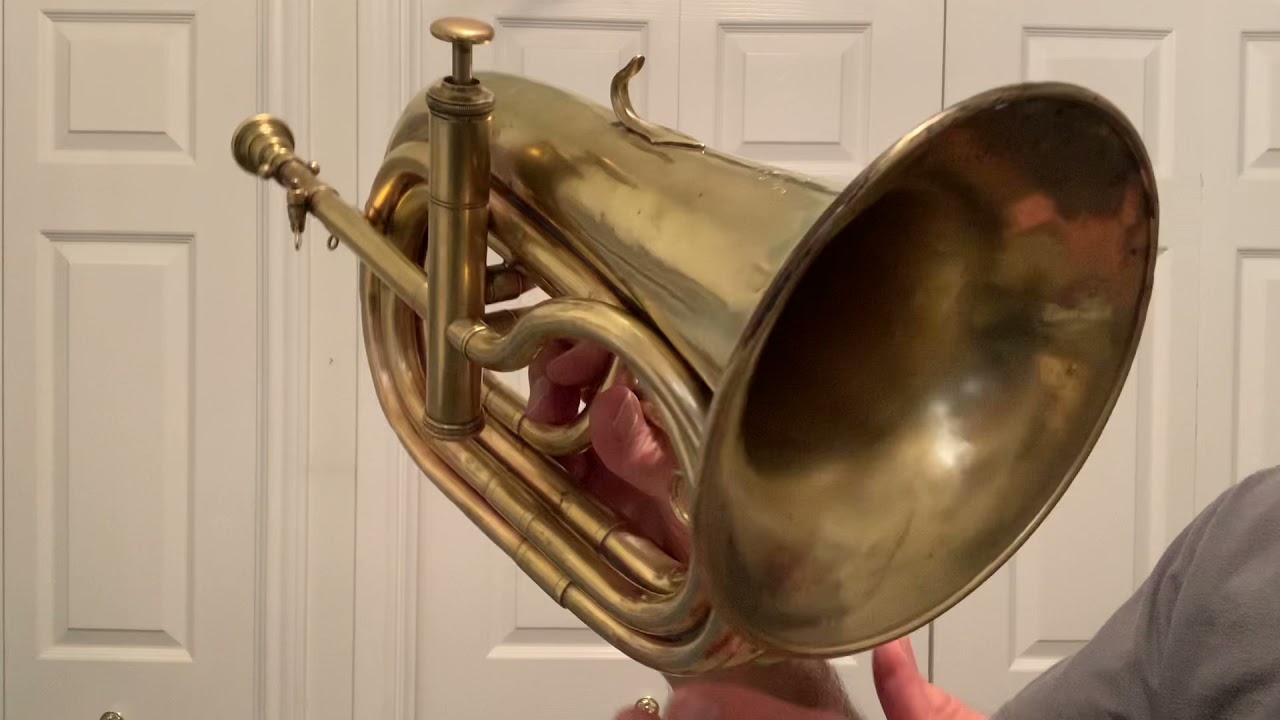 Extremely rare 1870s G. Pelitti Italian Military Tenor Field Bugle.  Made in Milano, Italy.