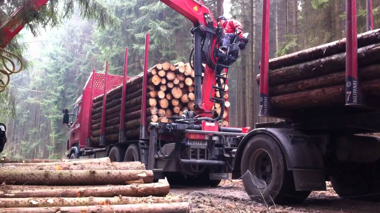 scania v8 beim holz laden!!