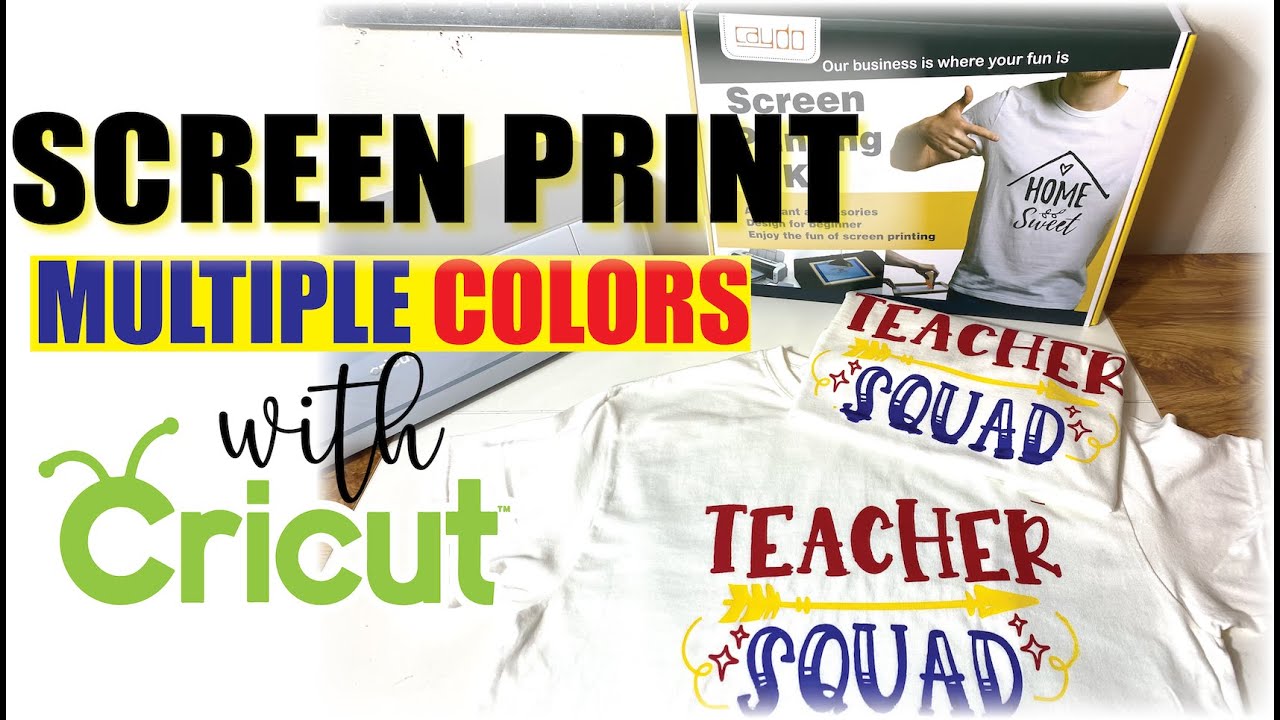 HOW TO  SCREEN PRINT MULTIPLE COLORS WITH CRICUT & AMAZON PRINTING KIT | HTVRONT AUTO HEAT PRESS