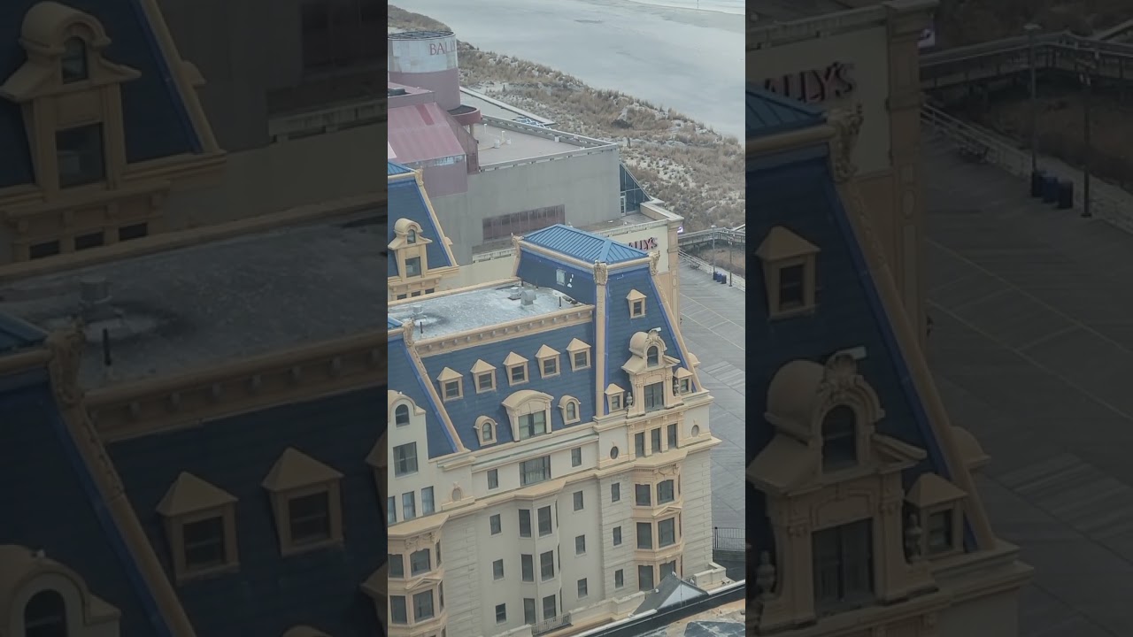 View of the ocean, beach, and boardwalk at Atlantic City from the room at Caesars, Atlantic City.
