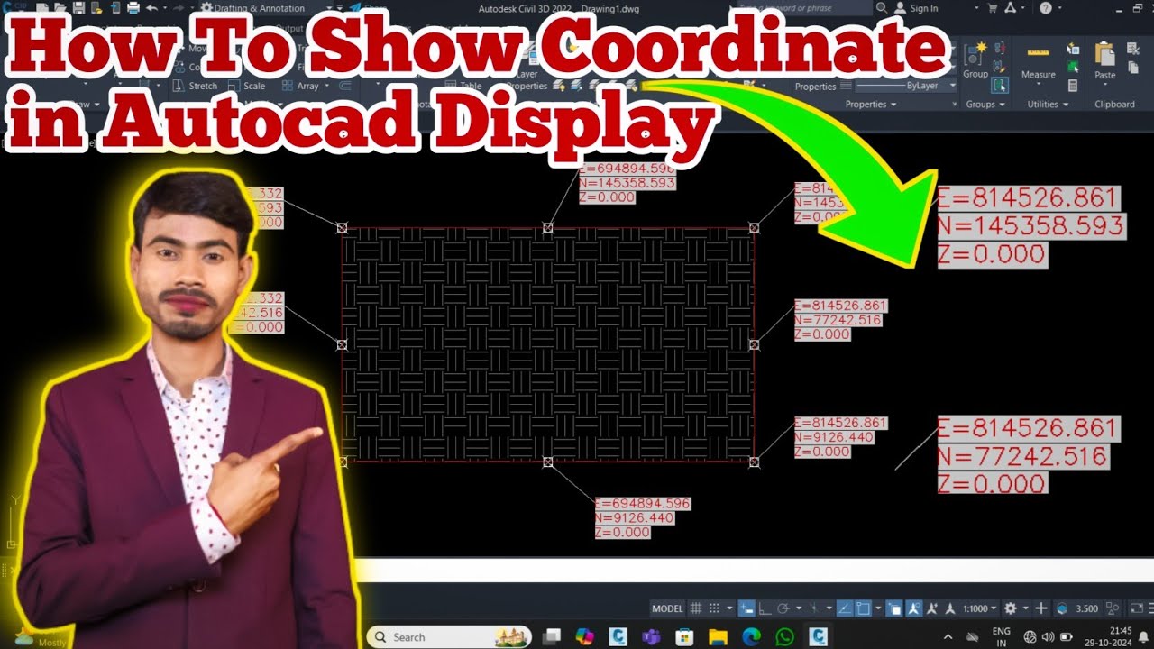 How To show Coordinate in Autocad Display || How To Display Coordinate on Autocad Drawing