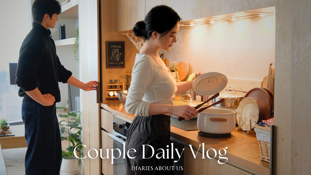 Couple Vlog | Market Finds, Braised Pork Belly & Cabbage Shrimp Wraps | Ghibli Drawing 🎨