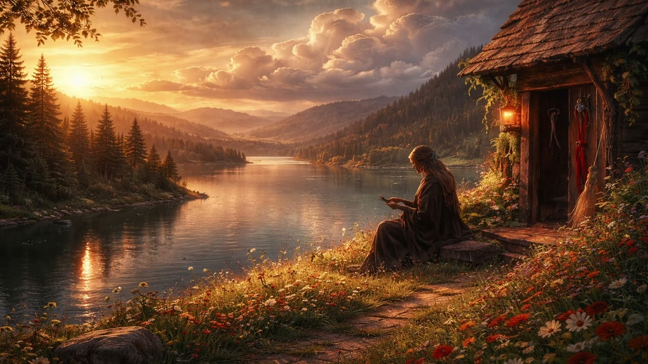 Peaceful Medieval Fantasy Ambience | Sunset by the Enchanted Lake