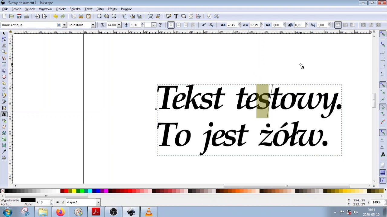 Inkscape - Narzędzia tekstowe, cz. 1- tekst zwykły.