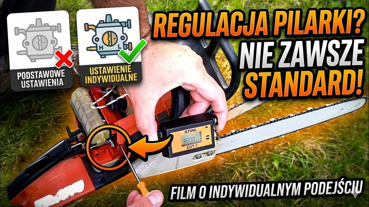 Fabryczne nastawy gaźnika, regulacja pierwsze uruchomienie, próba ognia pilarki Stihl MS 023 akcja.