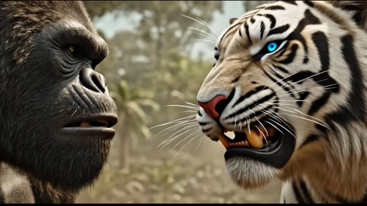 King Kong & Giant Tiger vs Military Train | Epic Army Battle