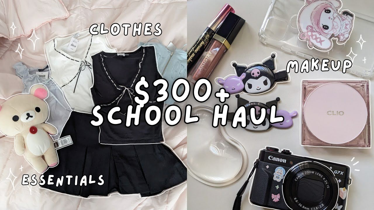 back to school haul .°🎧⋆ clothing try-on, school supplies & essentials, university student