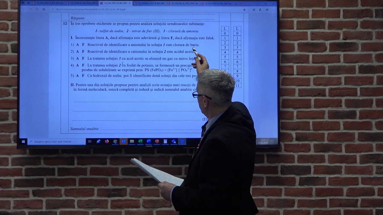 Rezolvarea testelor de BAC la Chimie. Tema: Reacții de identificare la cationi și anioni.