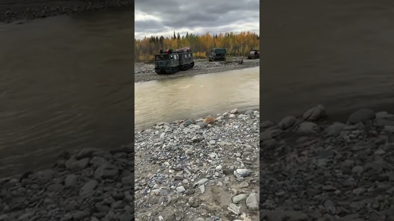 Hagglund BV206 Crossing River! Alaska Hunting Rigs! River view