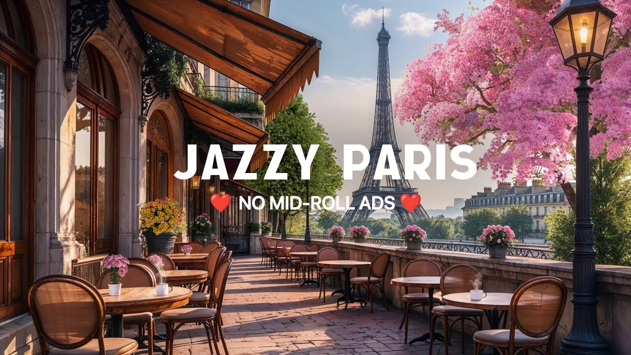 (NO MID-ROLL ADS) Paris Spring Jazz Caf&eacute; 🌸 Relaxing Bossa Nova & Jazz Ambience - Study Sounds
