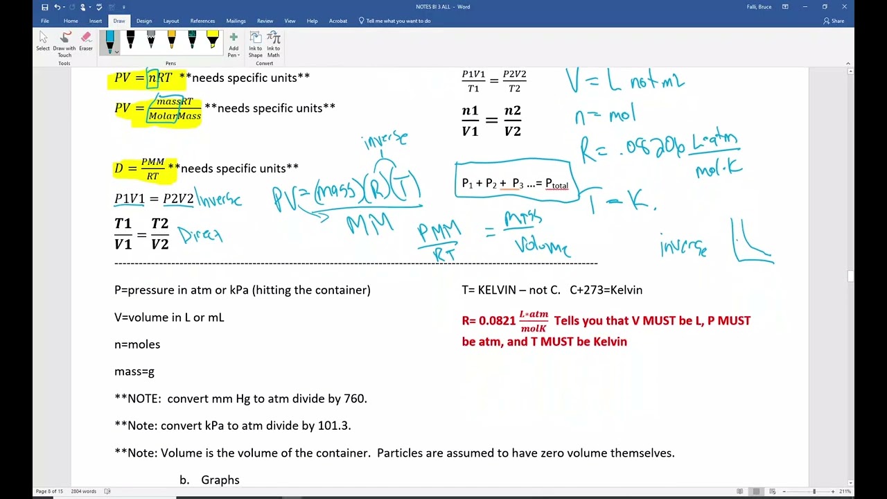 LTHS AP Chem Big Idea 3 Gas Law Math