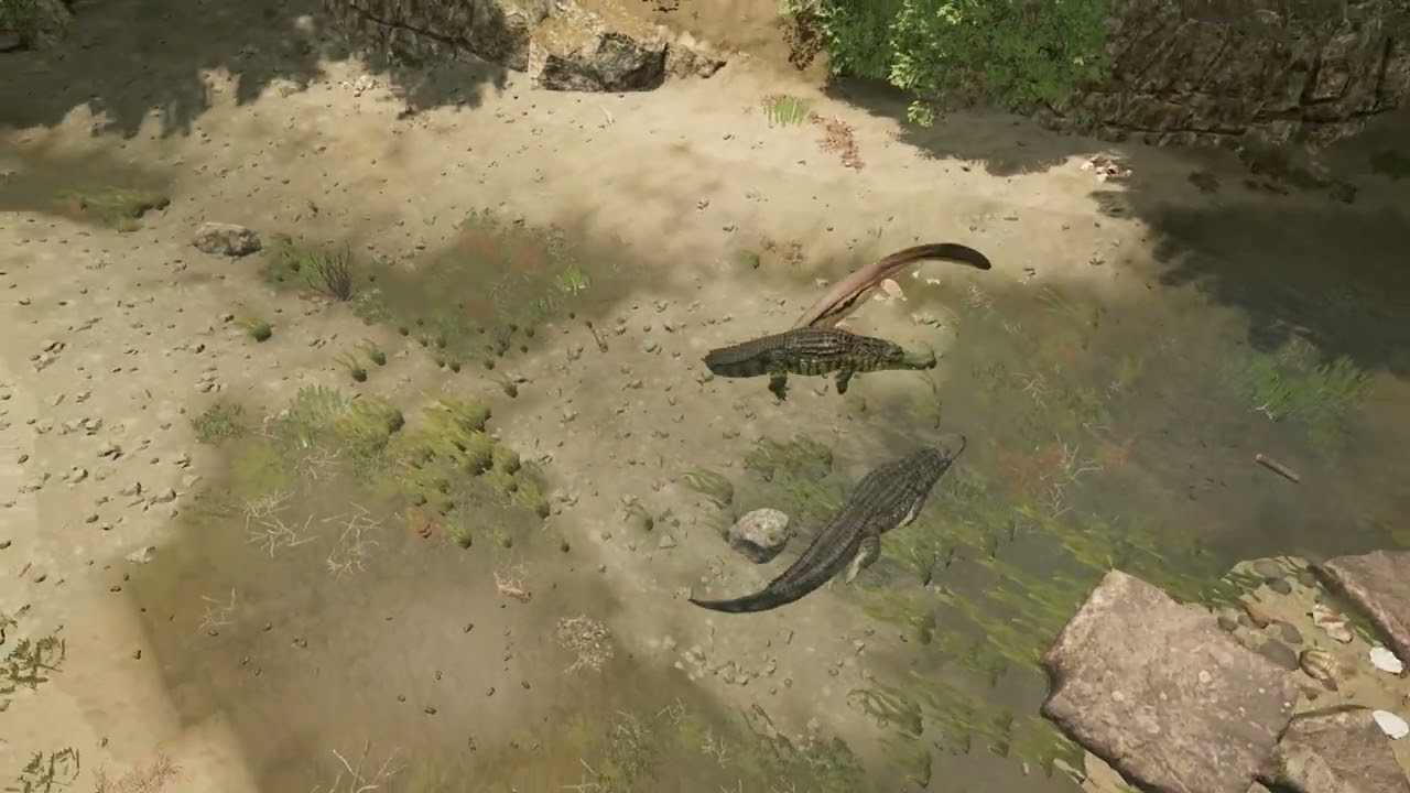 Path of Titans - Tylosaurus vs. Deinosuchus & Kaprosuchus (001)