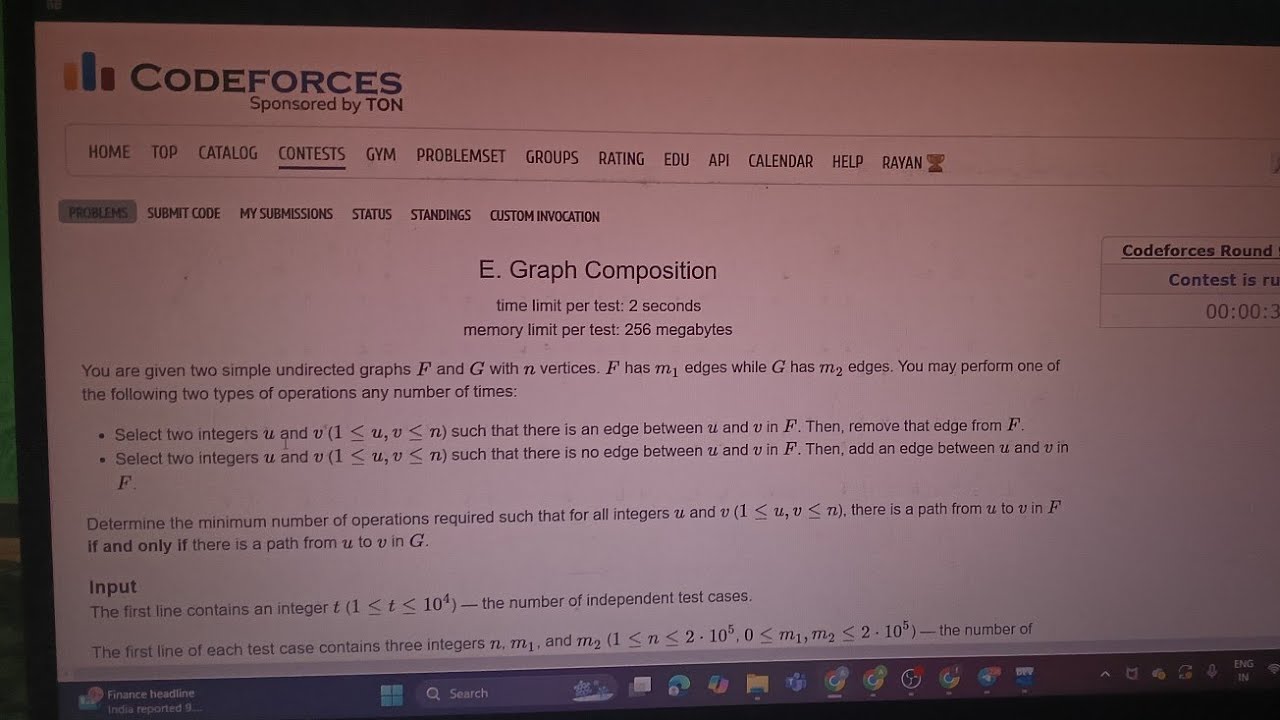 E. Graph Composition solution code || Codeforces Round 998 Div.3 #codeforces