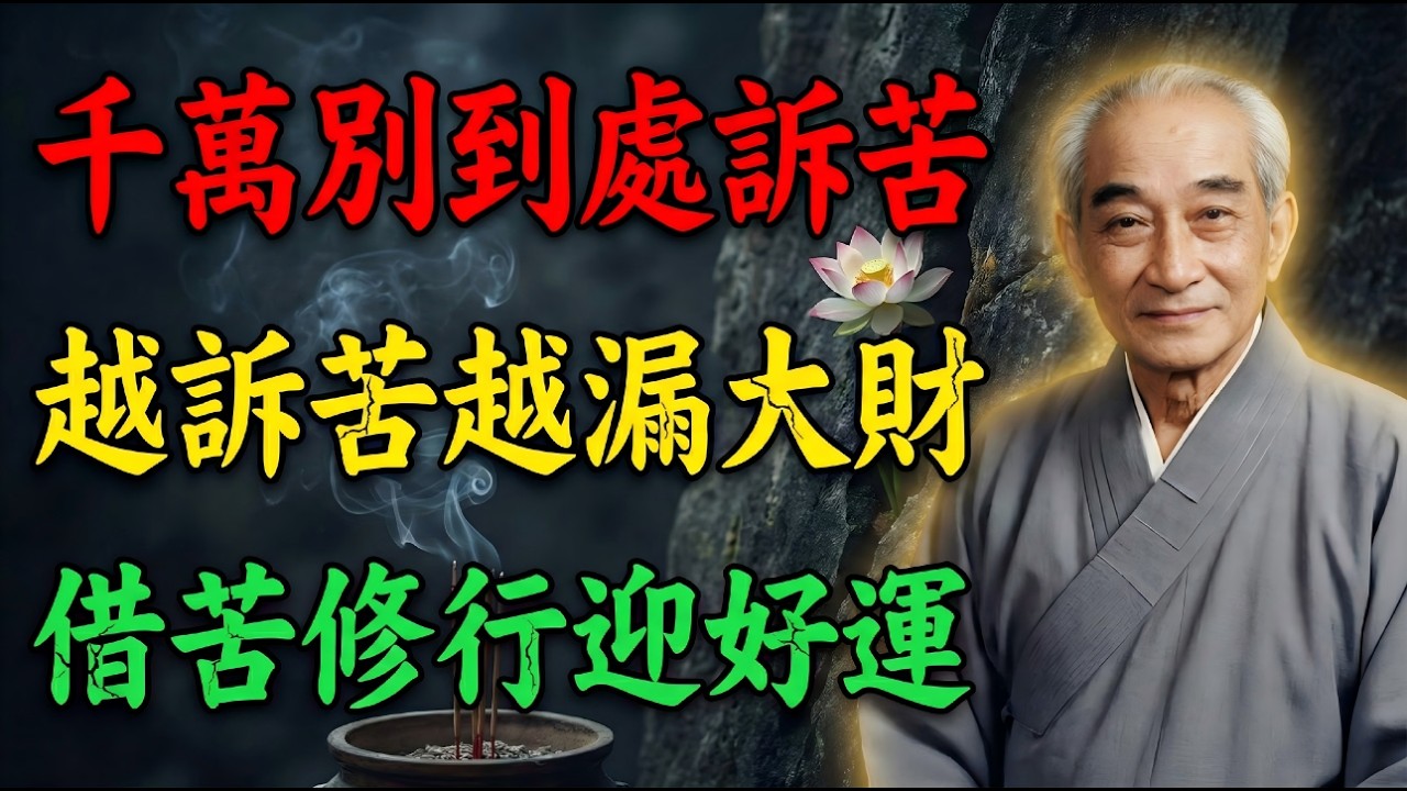 南懷瑾：永遠不要向任何人訴苦！這背後的終極智慧不是讓你隱忍，而是教你如何“借苦修行”。#南懷瑾 #南怀瑾 #國學智慧 #能量場 #磁場 #人生智慧 #改運 #不訴苦 #借苦修行 #心靈成長