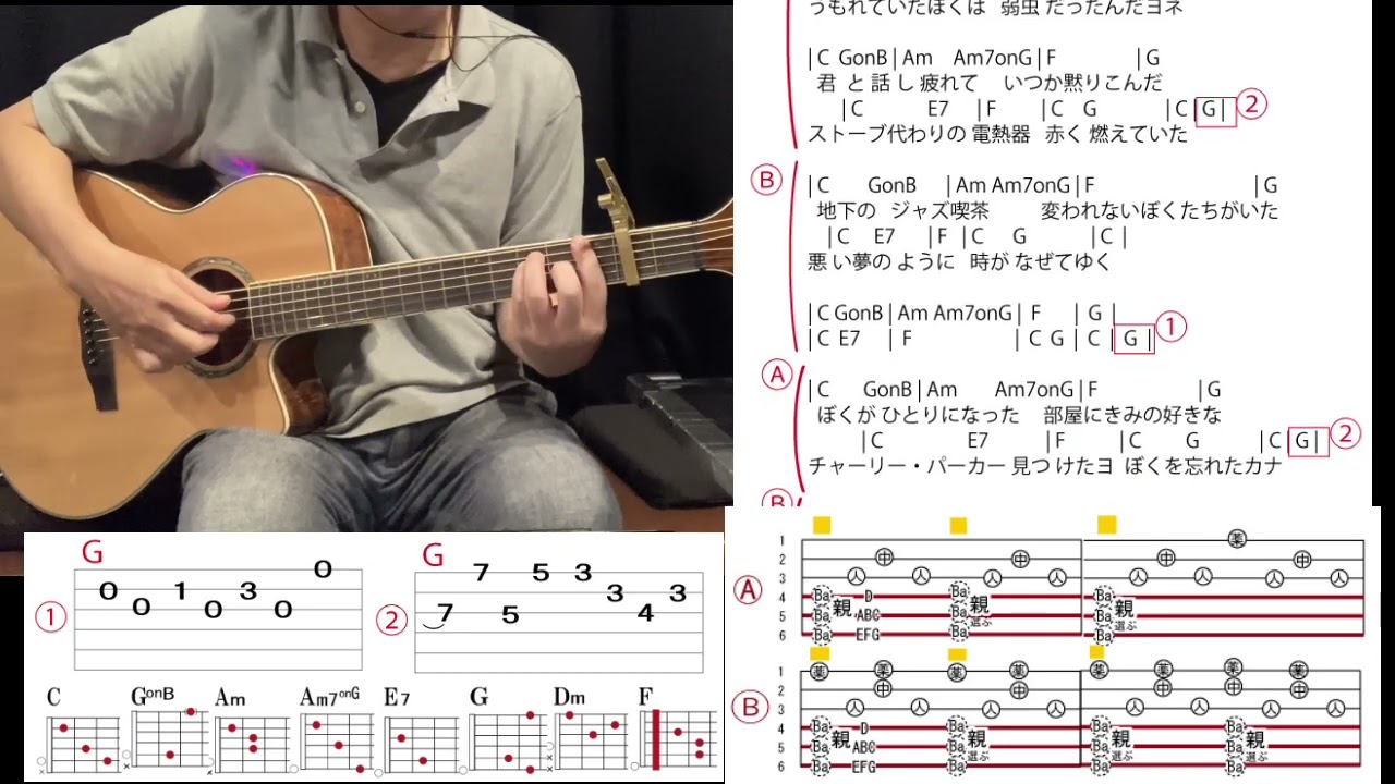 (86)「ぼくたちの失敗」森田童子(cover)アルペジオ練習用(コード譜 TAB譜)