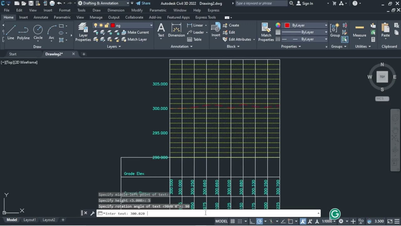 2. Lisp vasitəsilə Uzununa profil_Longitudinal Profile with Grid