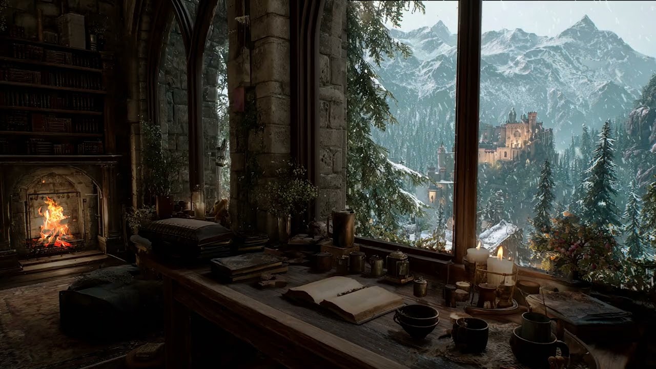 Warm Winter Night in a Quiet Snow Covered Town | Gentle Cold Ambience Sounds for Deep Sleep