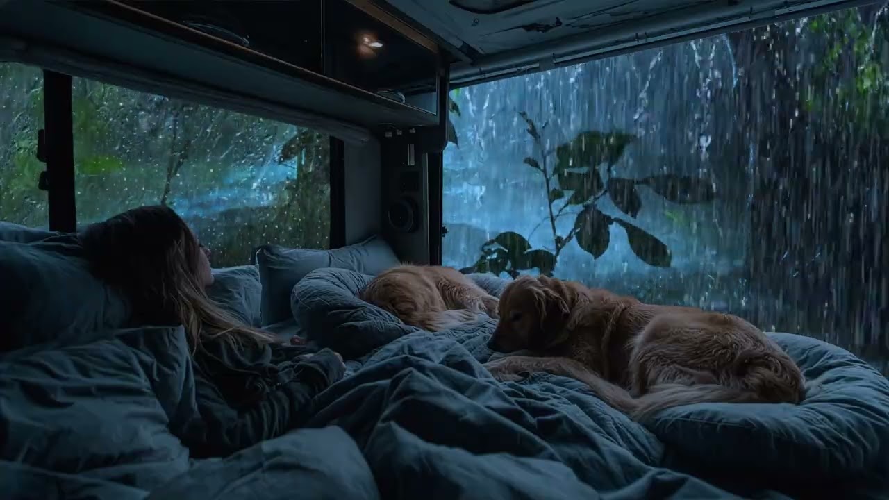 Forest Night Rain Inside a Cozy Car | Pure Rain Sounds , Deep Sleep , ASMR Car Camping