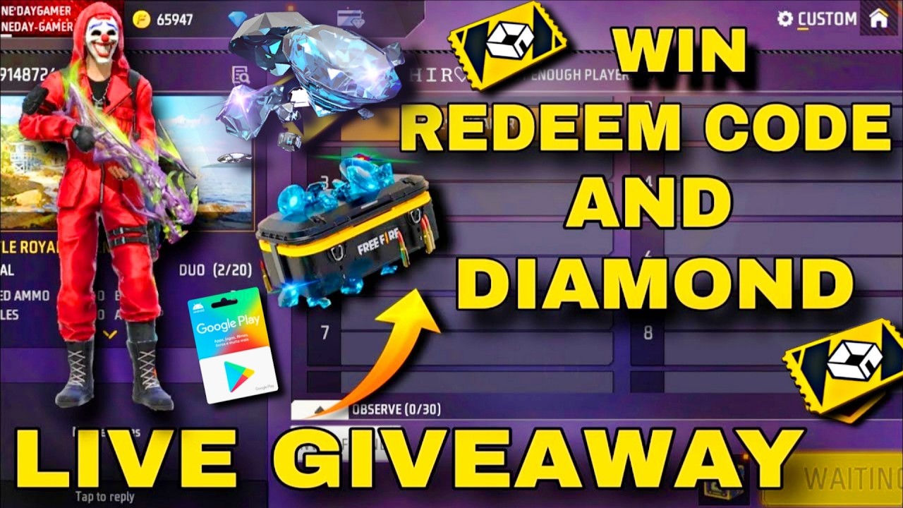 LIVE FREE FIRE CUSTOM ROOM || FF LIVE REDEEM CODE & DIAMOND GIVEAWAY #FREEFIRE #FFLIVE