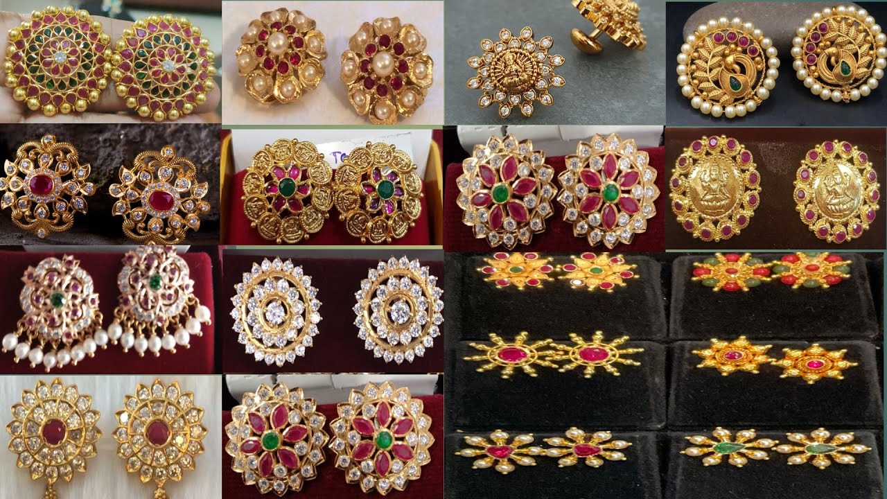 Latest top50+gold stud earrings models ideas/gold stud jhumka earrings collection#jewellery#22ktgold