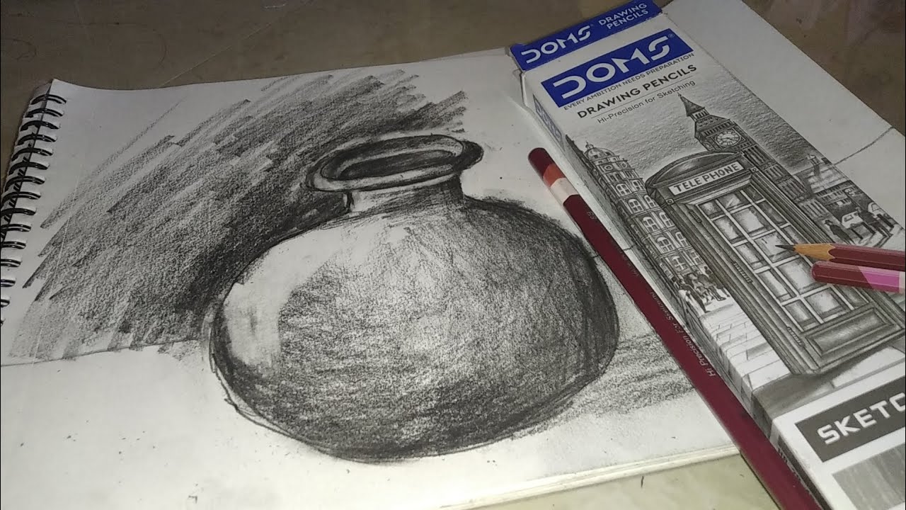 Water pot drawing With doms shading pencil subscribe for Ashwini drawing Art 