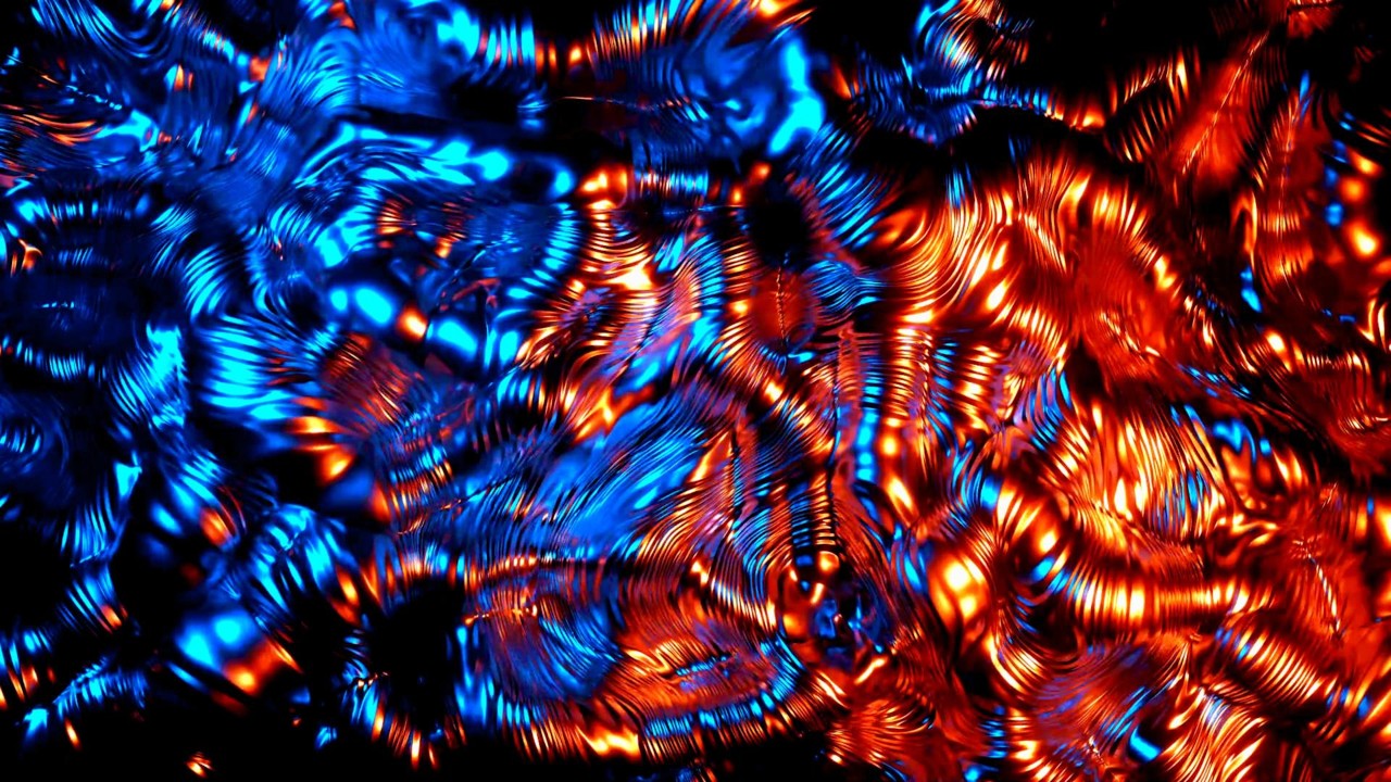 🎬 Заставка 4K – Абстрактная неоновая жидкость синего и красного цвета (Без звука)