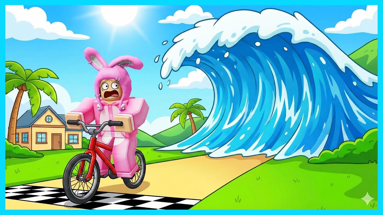 MIPAN & ZUZUZU Naik Sepeda Untuk Bertahan Hidup Dari TSUNAMI! ROBLOX