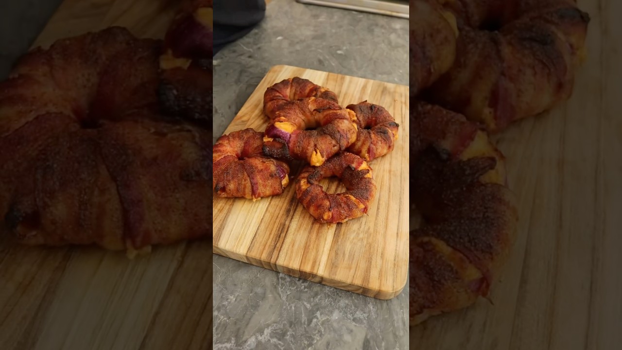 Bacon Wrapped BBQ Chicken Onion Rings