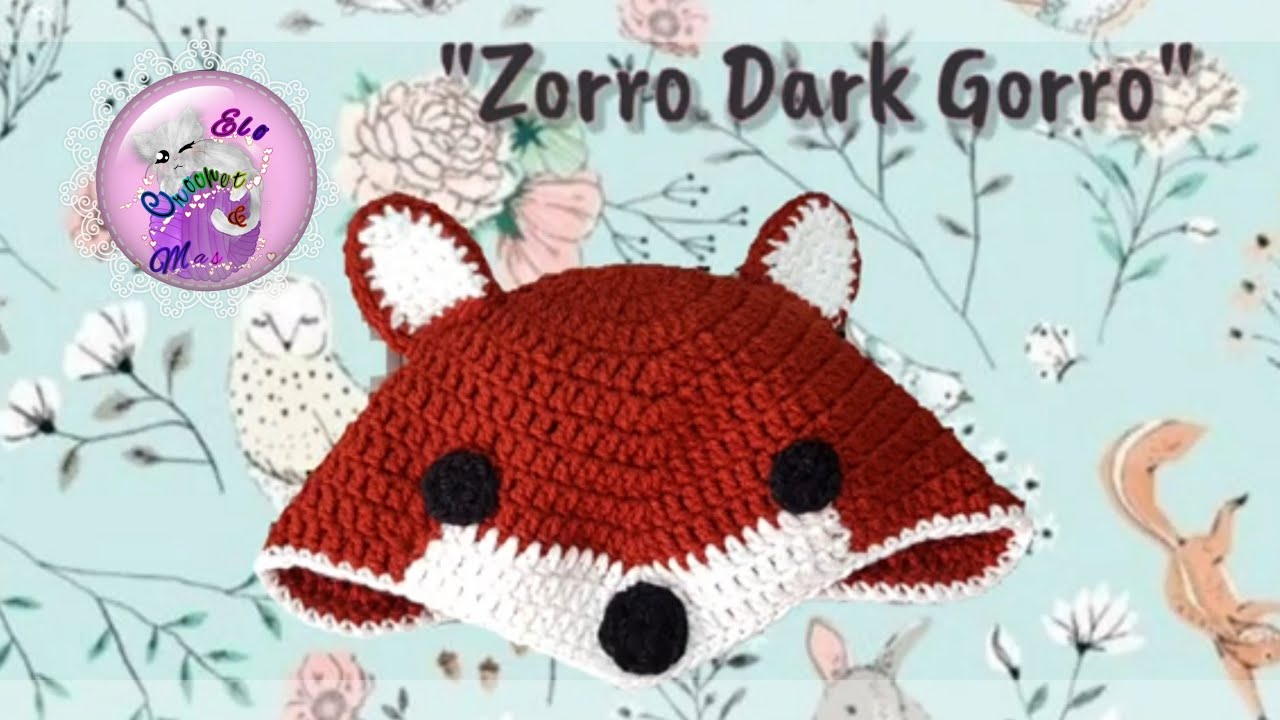 🌺 Zorro Dark Gorro 🦊 en Crochet Paso a  Paso (Adolescentes) 👉 V4. Cajita de descripción 👈