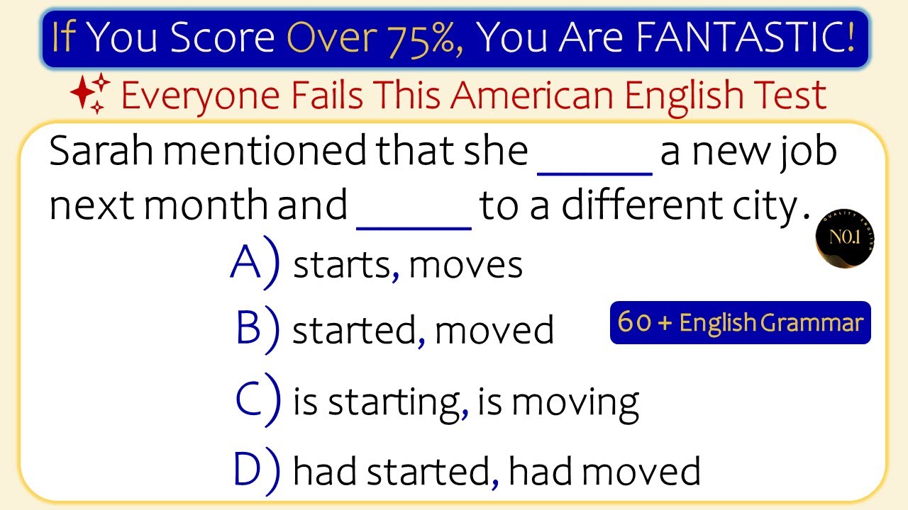 99% FAIL English Grammar Test — 60 + American English Quiz | No.1 Quality English