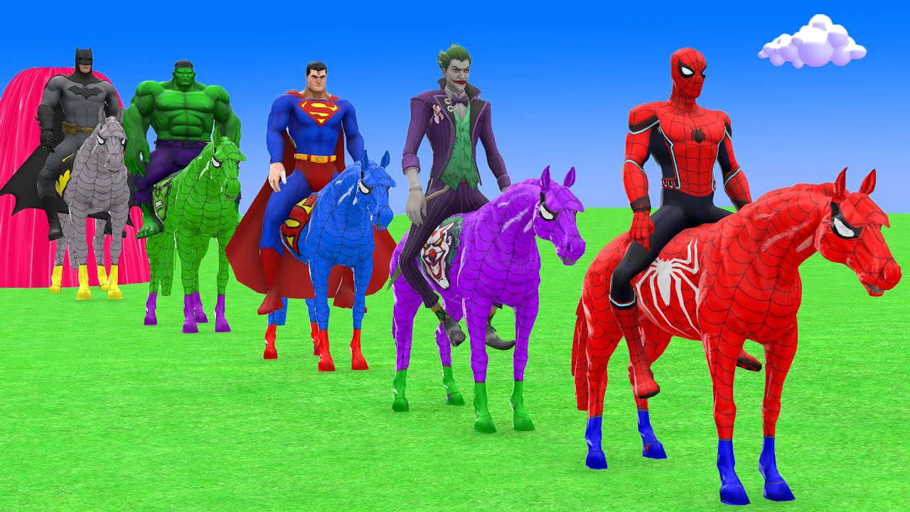 Long Slide Game With HORSE Elephant Gorilla Hippopotamus Tiger - 3d Animal Game - Funny 3d Animals