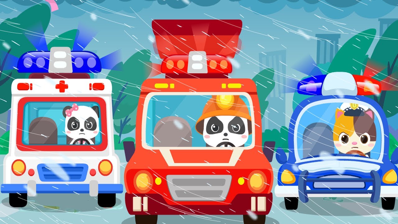 消防車, 救護車, 警車-救援隊出動! 🚑🚒🚓 | 交通工具認知 | 職業認知 | 兒歌童謠 | 卡通動畫 | 寶寶巴士 | Nursery Rhymes | BabyBus