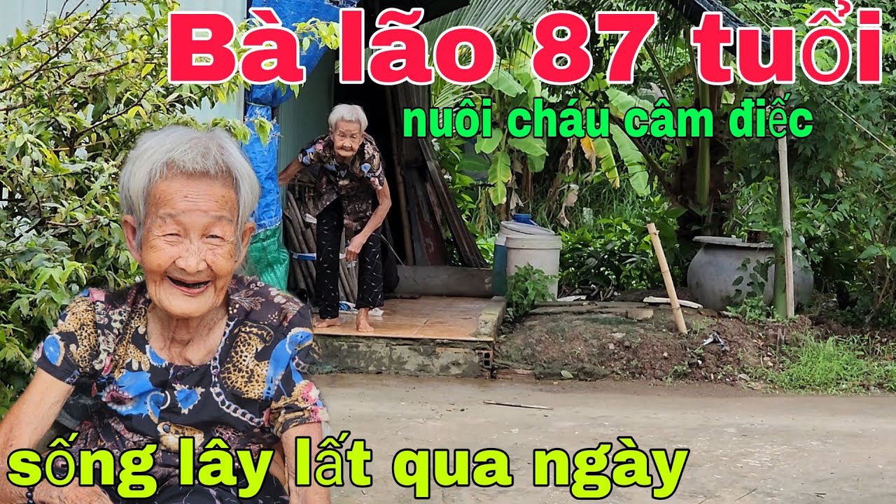 Xót xa Bà lão 87 tuổi phải vất vã nưôi cháu câm điếc sống lây lất qua ngày