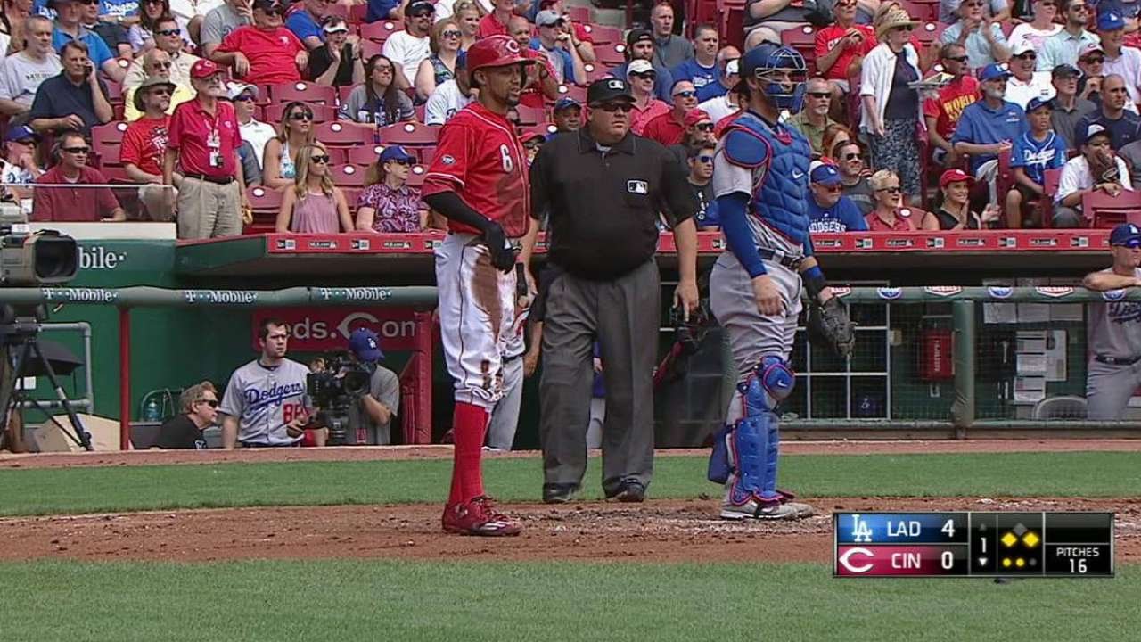 LAD@CIN: Duvall's can of corn turns into RBI triple