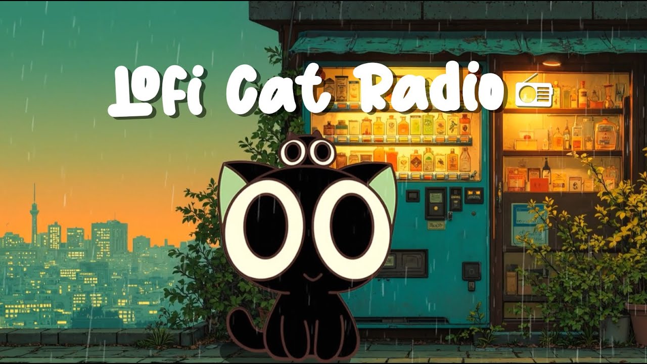 Lofi Rain 🌧️ Lofi Hip Hop with Black Cat ~ Cozy Night Jazzhop (Relax, Study, Calm Focus)