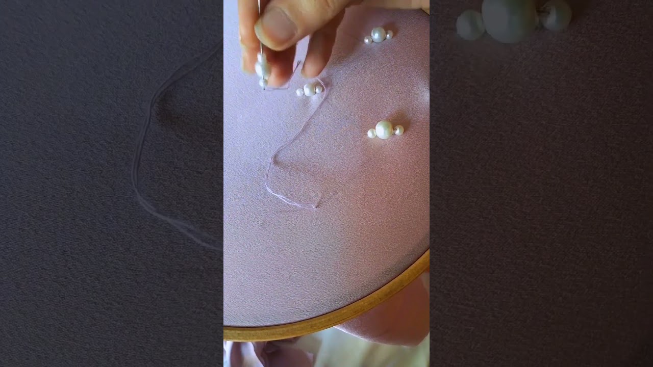 simple pearl embroidery to enhance look of your projects. how to do pearl embroidery #shortsfeed