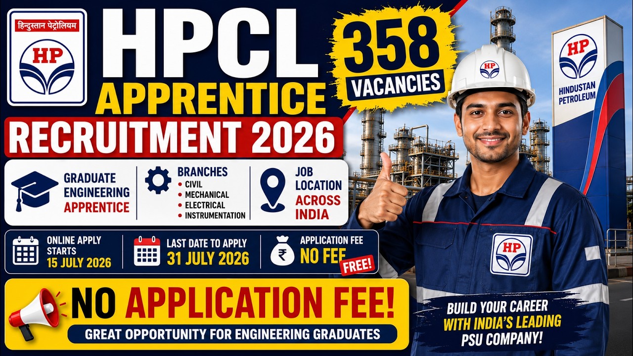 🔥 HPCL Apprentice Bharti 2026 | 358 Graduate Engineering Apprentice Posts | Apply Online