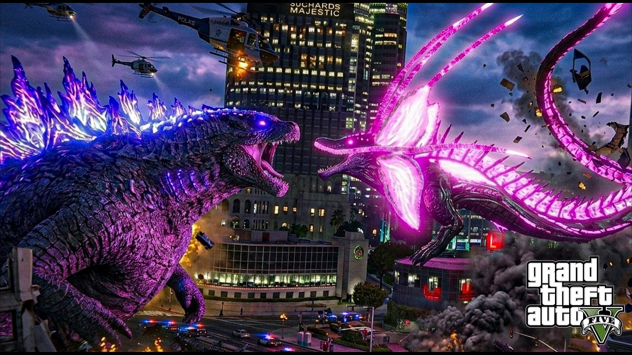 GTA 5 - Godzilla VS Titanus Tiamat | Epic Death Battle!