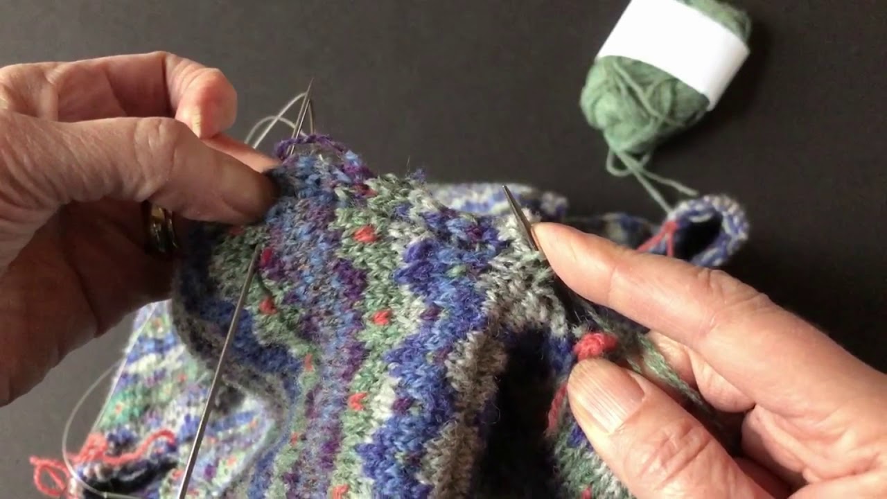 Tutorials for Stranded Colorwork: Picking up stitches along cut steek