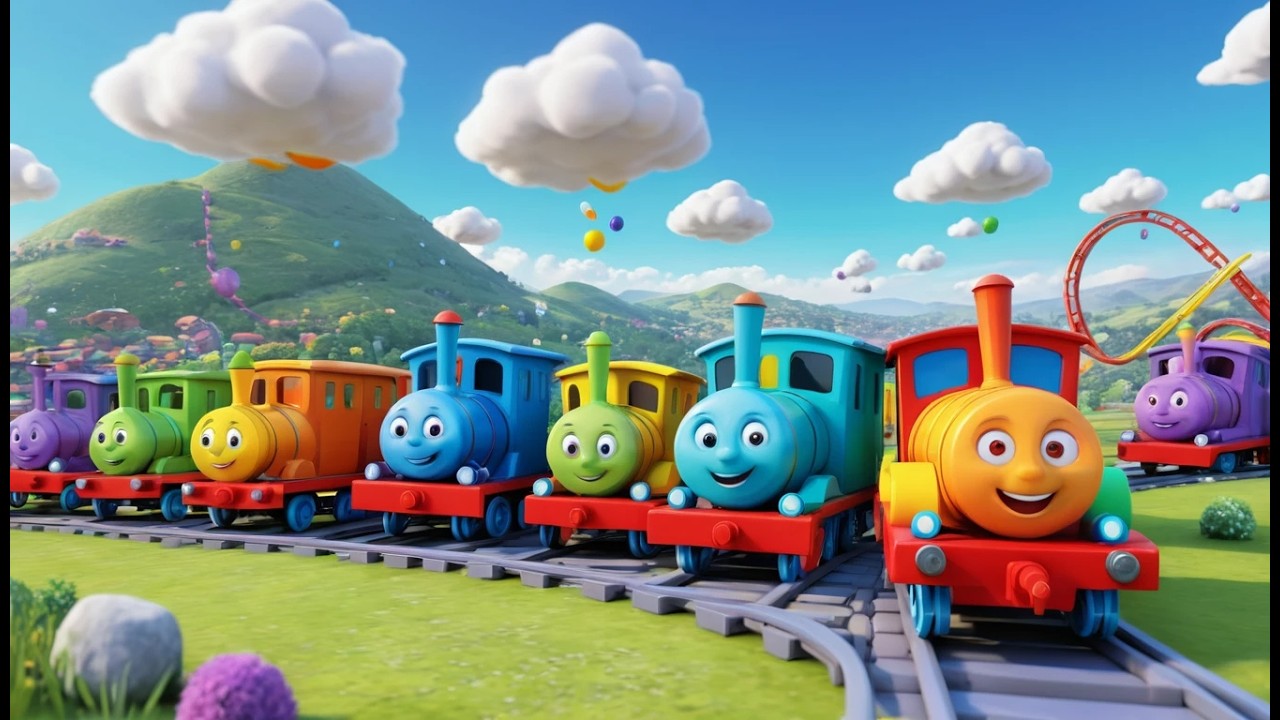 Seven Little Trains Click Click Click | Train Songs & Number Rhymes for Kids