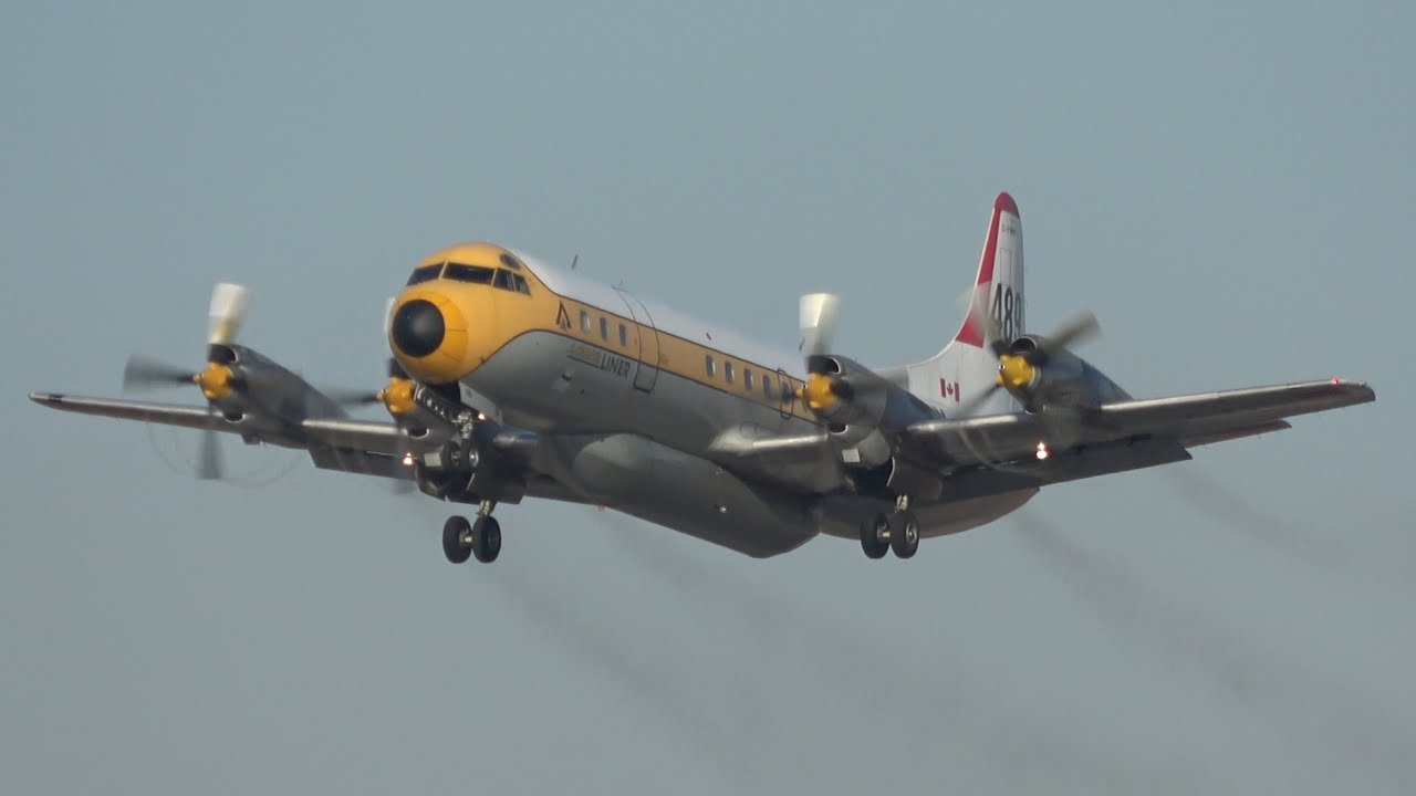 Air Spray Lockheed L-188 Electra Start Up & Take Off Houston Hobby Airport