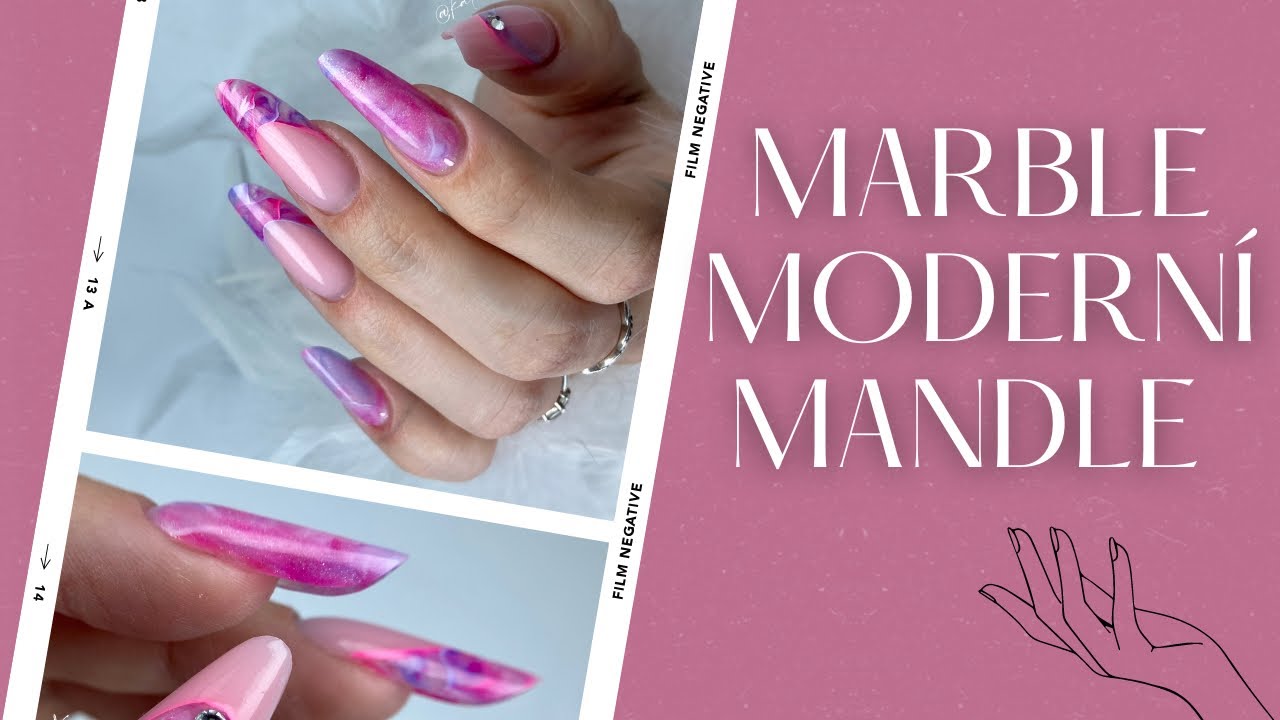 Stavěný mramor a 3D francie na moderních mandlích 💅🏻 | Kate nehty