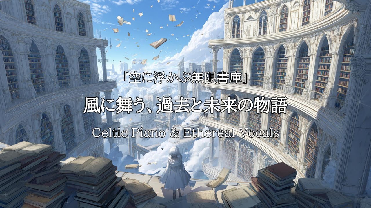 【作業用BGM】【癒し|リラックス】「空に浮かぶ無限書庫｜透明な歌声とピアノの異世界ケルトBGM」  散歩 | 読書 |勉強 | 瞑想