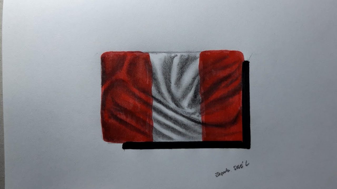 ¿Cómo dibujar la BANDERA DE PERÚ super realista ?